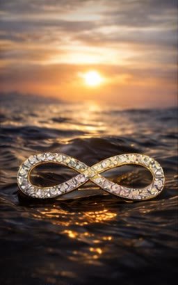 Il simbolo dell'infinito sull'acqua al tramonto